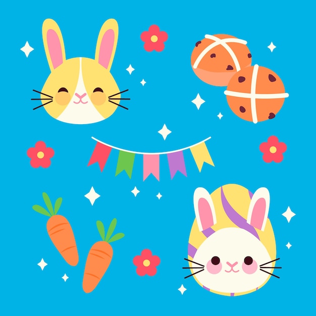 Free vector flat easter cliparts collection