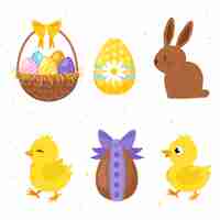 Vettore gratuito collezione di clipart di pasqua piatta