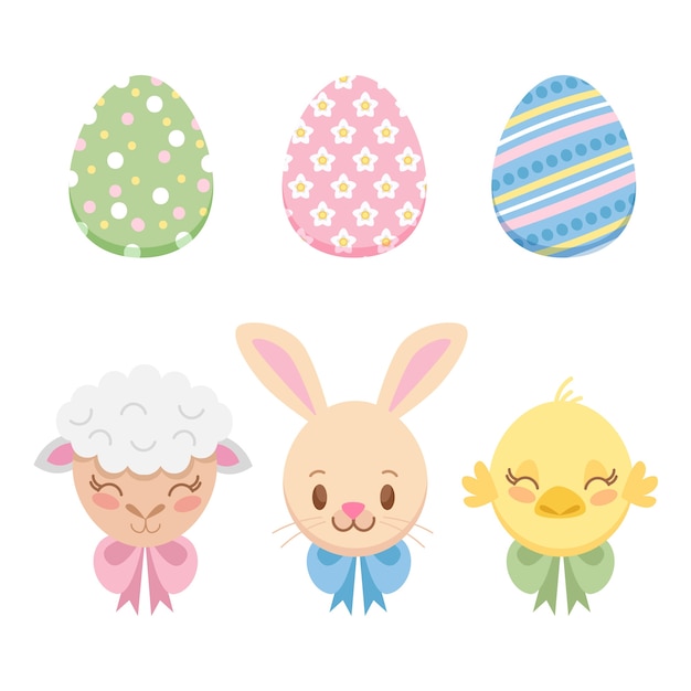 Free vector flat easter cliparts collection