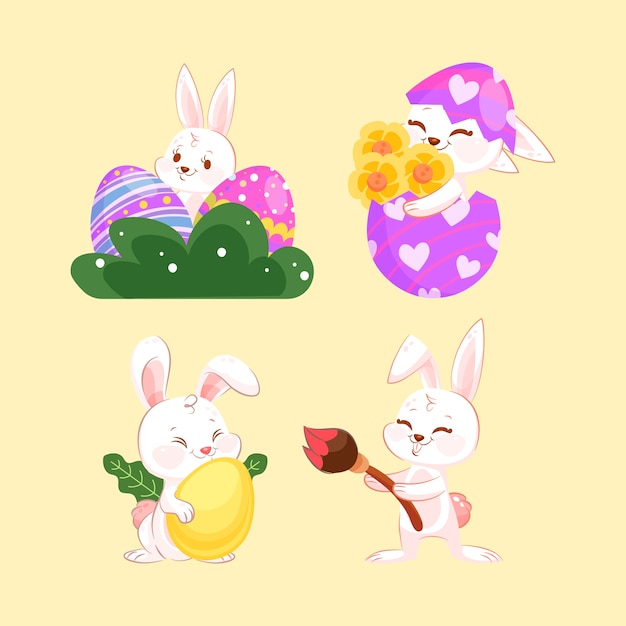 Free vector flat easter cliparts collection