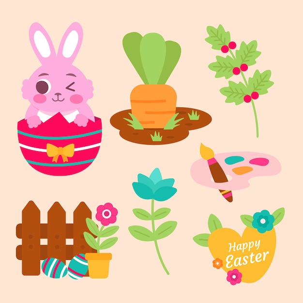 Free vector flat easter cliparts collection