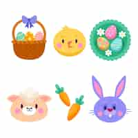 Free vector flat easter cliparts collection