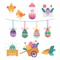 Free vector flat easter cliparts collection
