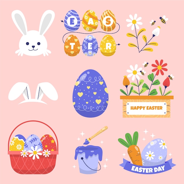 Collezione di clipart di Pasqua piatta