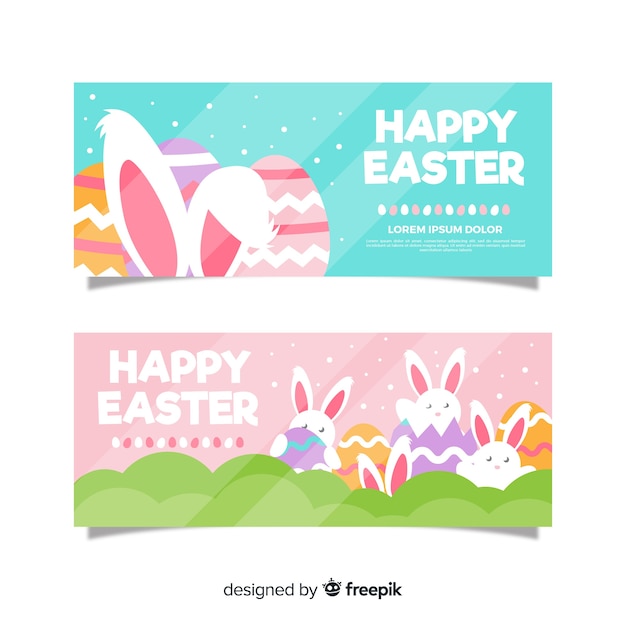 Flat easter day banner