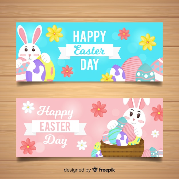 Flat easter day banner