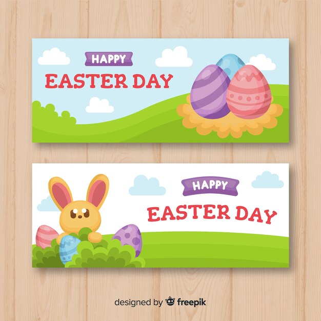 Flat easter day banner