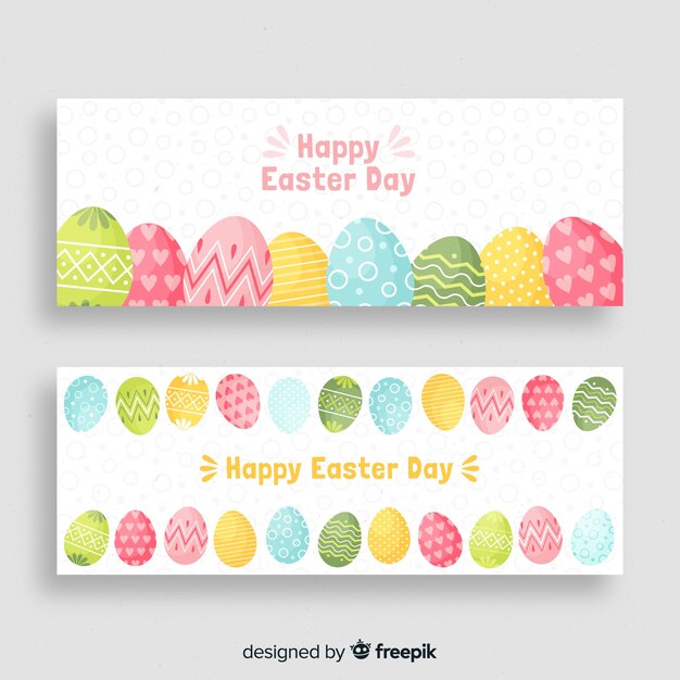 Flat easter day banners