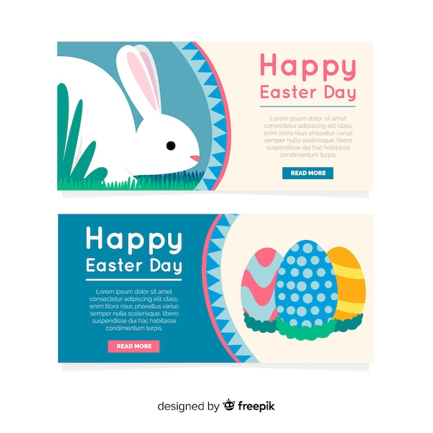 flat easter day banners