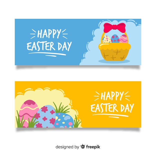 Flat easter day banners