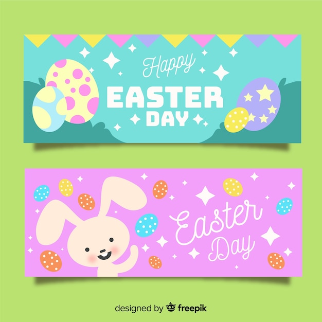 Flat easter day banners