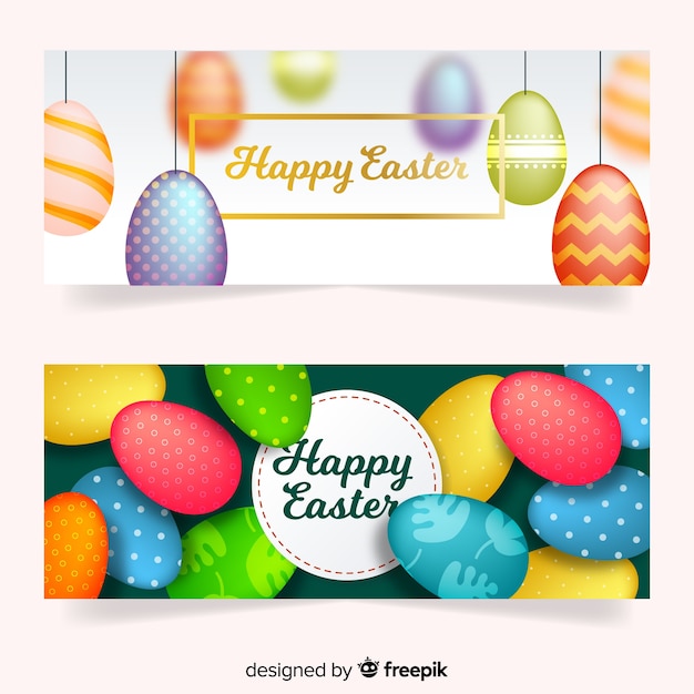 Free vector flat easter day banners