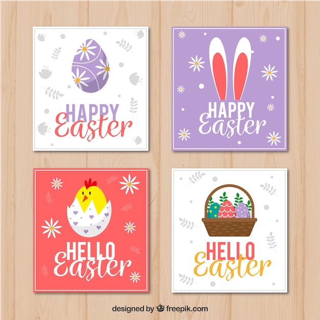 Flat easter day card collection