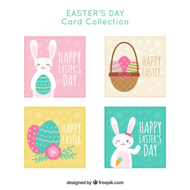 Flat easter day card collection