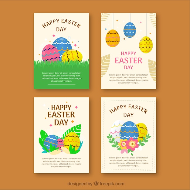 Free vector flat easter day card collection