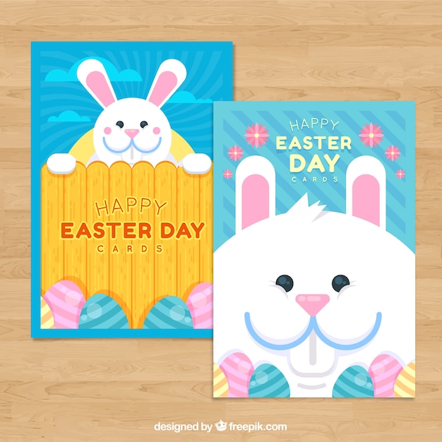 Free vector flat easter day card collection