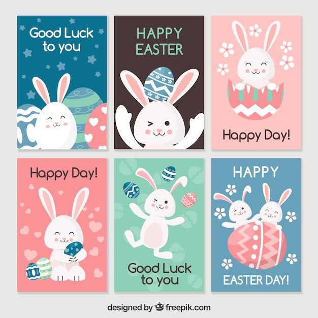 Free vector flat easter day card collection