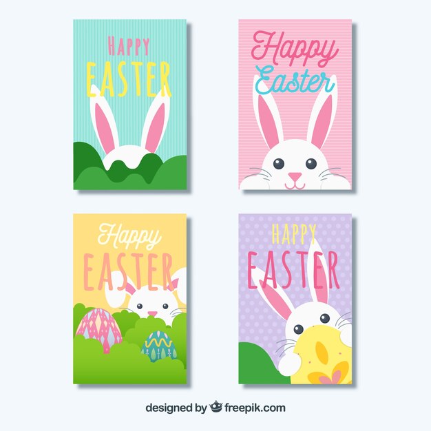 Flat easter day card collection