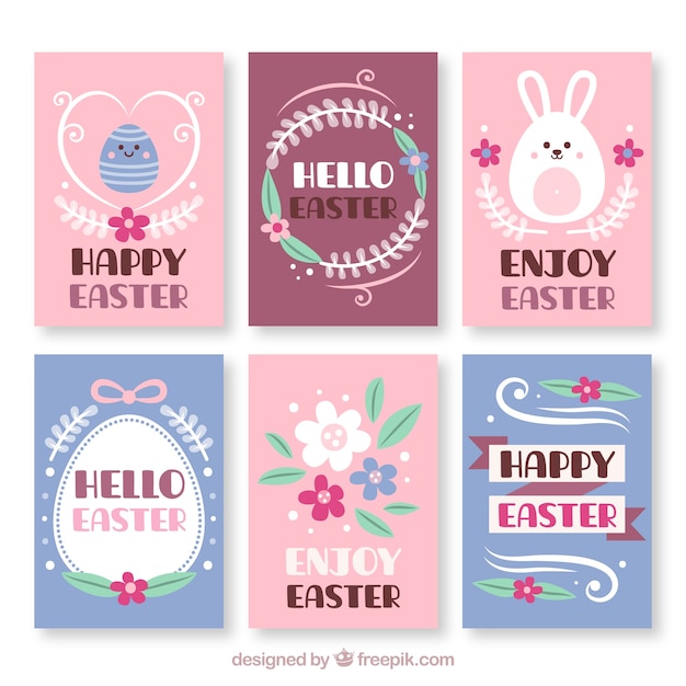 Flat easter day card collection