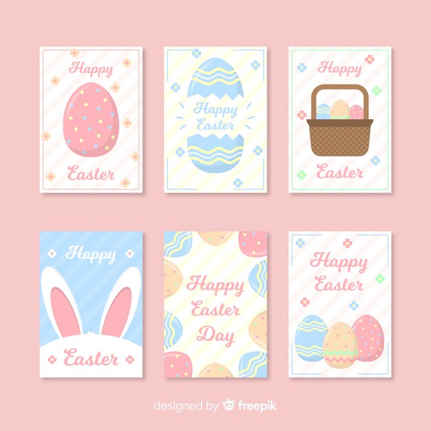 Flat easter day card collection