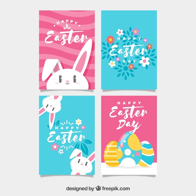 Free vector flat easter day card collection