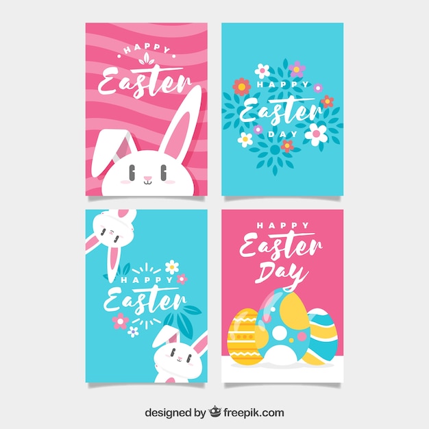 Flat easter day card collection