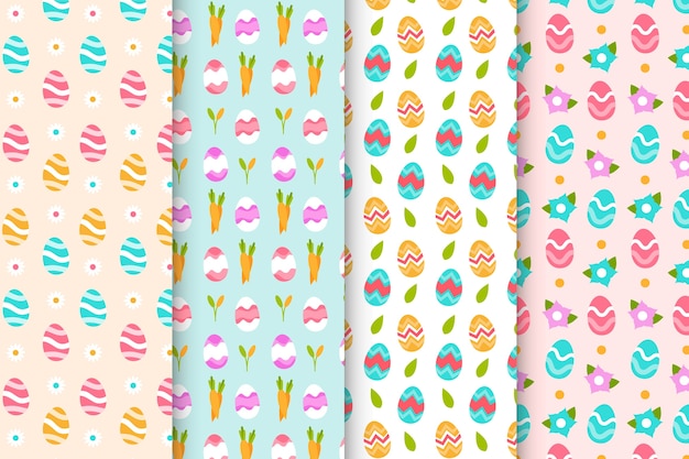 Free vector flat easter day colorful patterns set