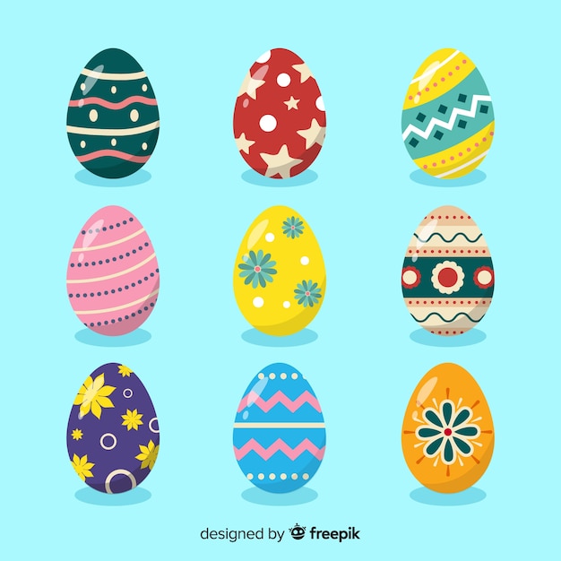 Free vector flat easter day egg collection