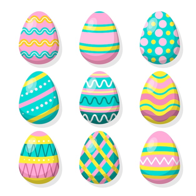 Free vector flat easter day egg collection