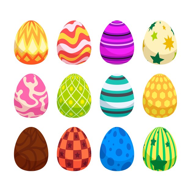 Free vector flat easter day egg collection