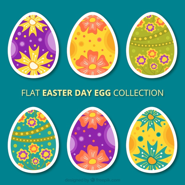 Free vector flat easter day egg label collection