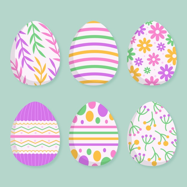 Free vector flat easter day eggs collection