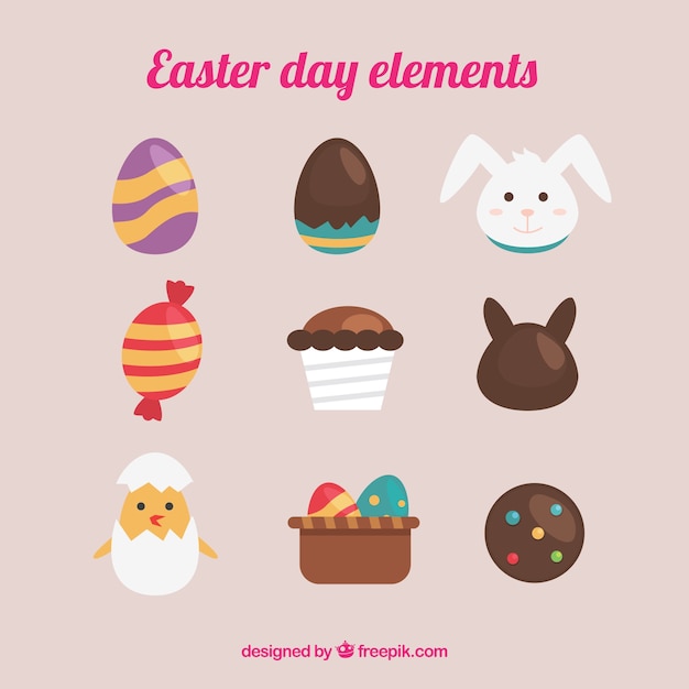 Free vector flat easter day elements