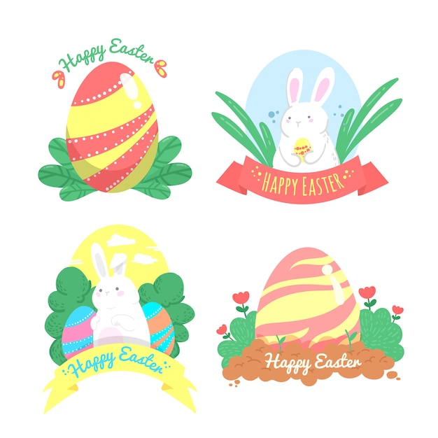 Free vector flat easter day label collection