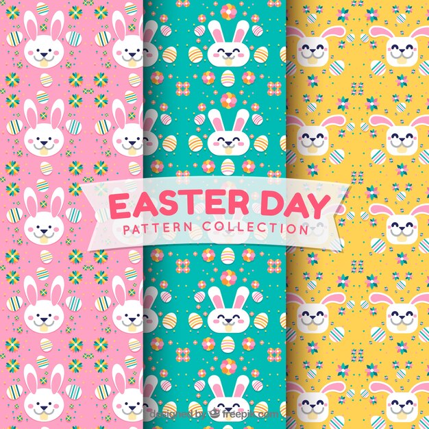 flat easter day pattern collection
