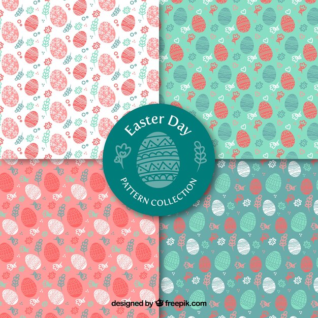 Free vector flat easter day pattern collection