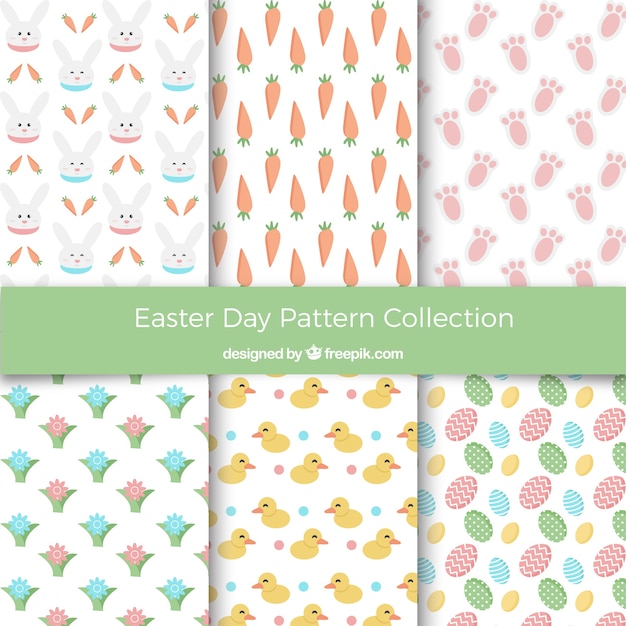 Free vector flat easter day pattern collection