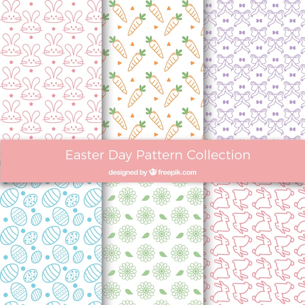 Free vector flat easter day pattern collection