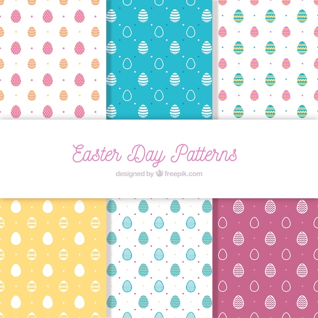Flat easter day pattern collection