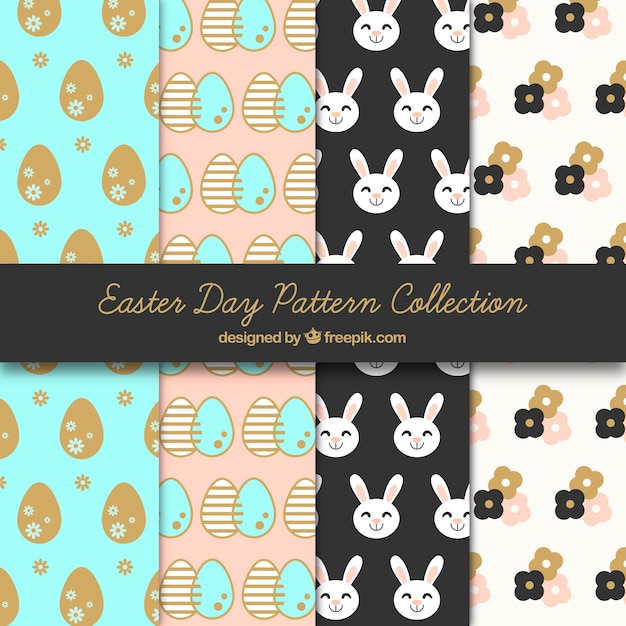 Flat easter day pattern collection