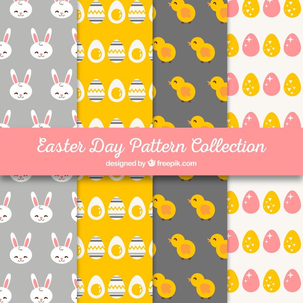 Flat easter day pattern collection