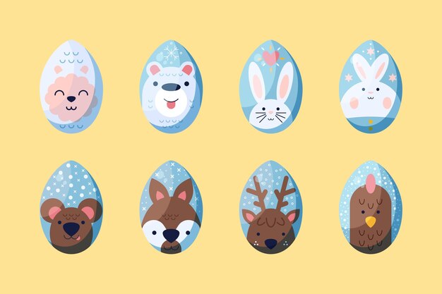 Flat easter egg collection