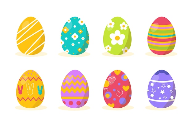 Бесплатное векторное изображение Коллекция плоских пасхальных яиц
