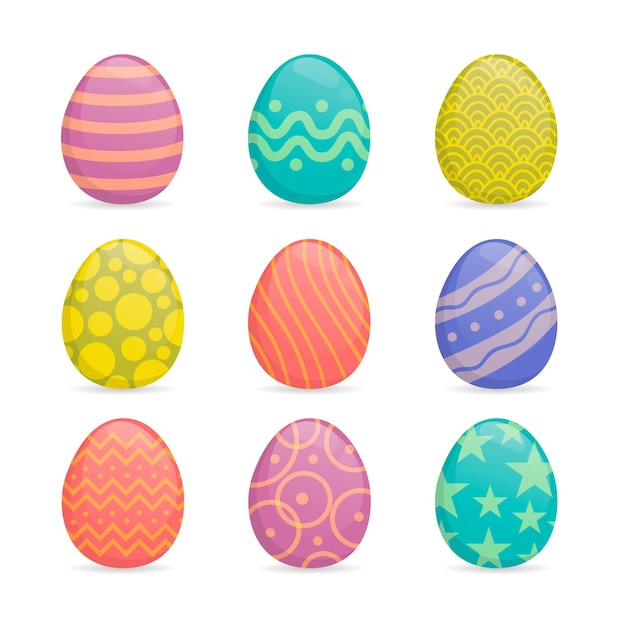 Бесплатное векторное изображение Коллекция плоских пасхальных яиц