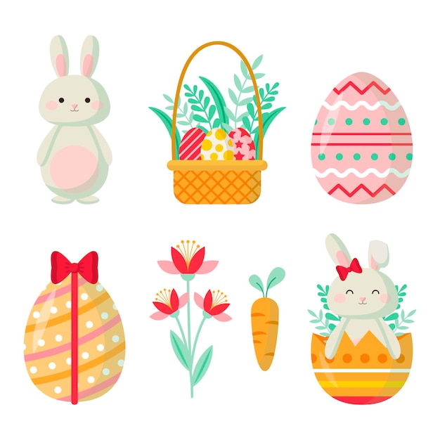 Free vector flat easter element collection