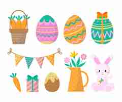 Free vector flat easter element collection