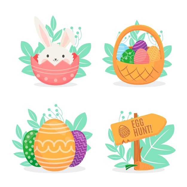 Free vector flat easter element collection