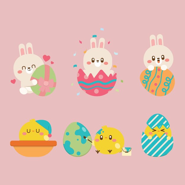 Free vector flat easter element collection