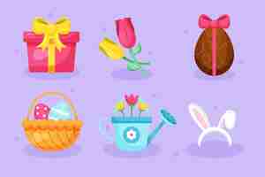 Free vector flat easter element collection