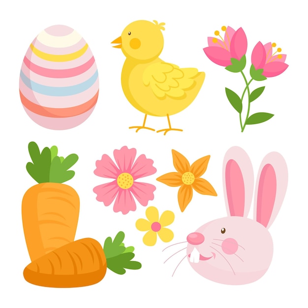 Free vector flat easter element collection